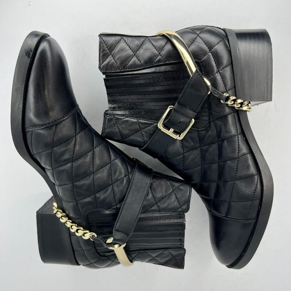 Karl Lagerfeld Womens Paris Marisol Quilted Harness Buckled Chain Size 7 Booties - Picture 7 of 9